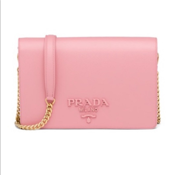 PRADA Pink Saffiano Chain Shoulder Bag. - Picture 6 of 6